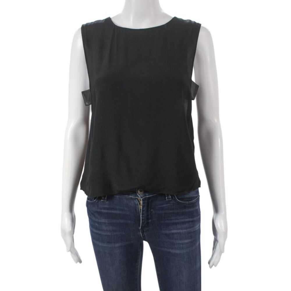 Veda Womens Black Sleeveless Basic Rayon Tank Round Neck Size XS